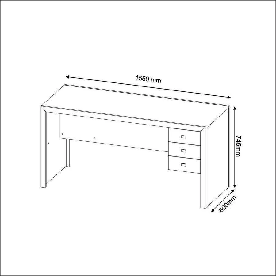 Mesa para Escritorio 3 Gav Me 4113 Nogal - Tecno Mobili