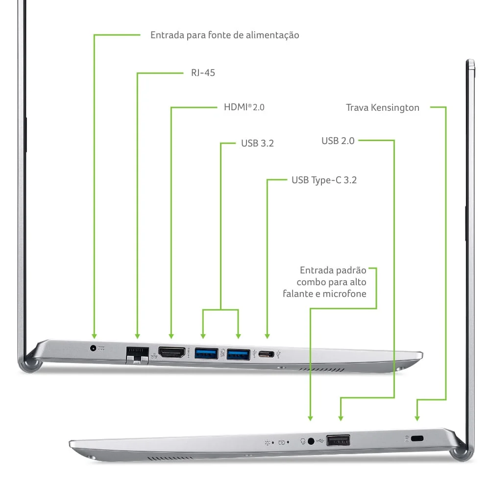 Notebook Acer Aspire 5, Intel Core i5 11 Gen, 8GB RAM, SSD 512GB, Tela 14" Full HD, Windows 10 - A514-54-564x Notebook Acer Aspire 5, Intel Core i5 11 Gen, 8GB RAM, SSD 512GB, Tela 14" Full HD, Windows 10 - A514-54-564x