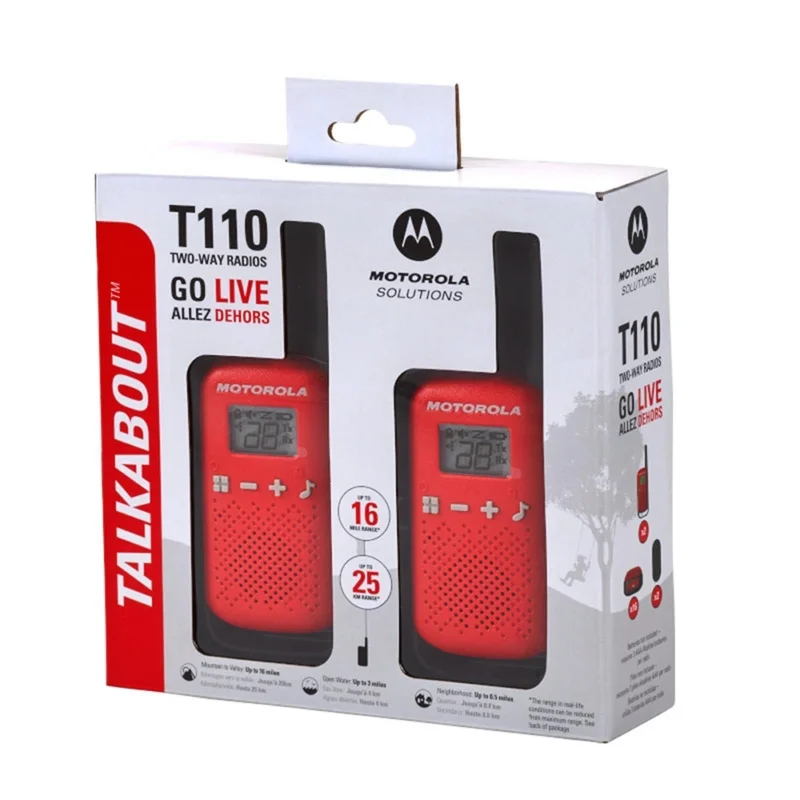 Radio Comunicador Talkabout, 25Km, T110BR, Vermelho, Motorola - Par/2