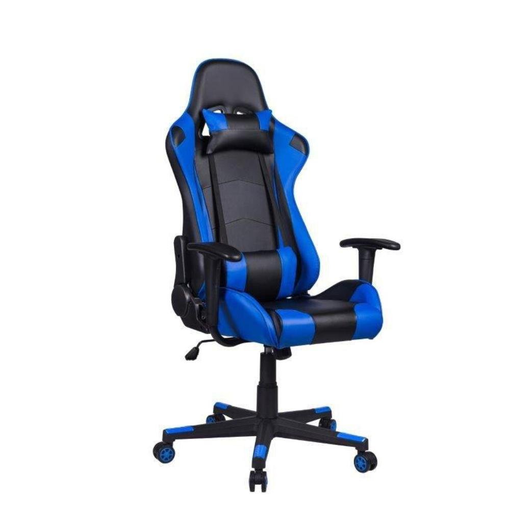Cadeira Gamer Pelegrin, Em Couro PU, Reclinável, Preta E Azul - PEL-3012 Cadeira Gamer Pelegrin, Em Couro PU, Reclinável, Preta E Azul - PEL-3012