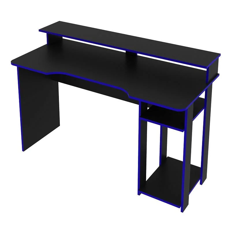 Mesa Gamer para Computador Tecno Mobili Me4153, 2 Prateleiras, Espaço para 2 monitores, Preto e Azul Mesa Gamer para Computador Tecno Mobili Me4153, 2 Prateleiras, Espaço para 2 monitores, Preto e Azul