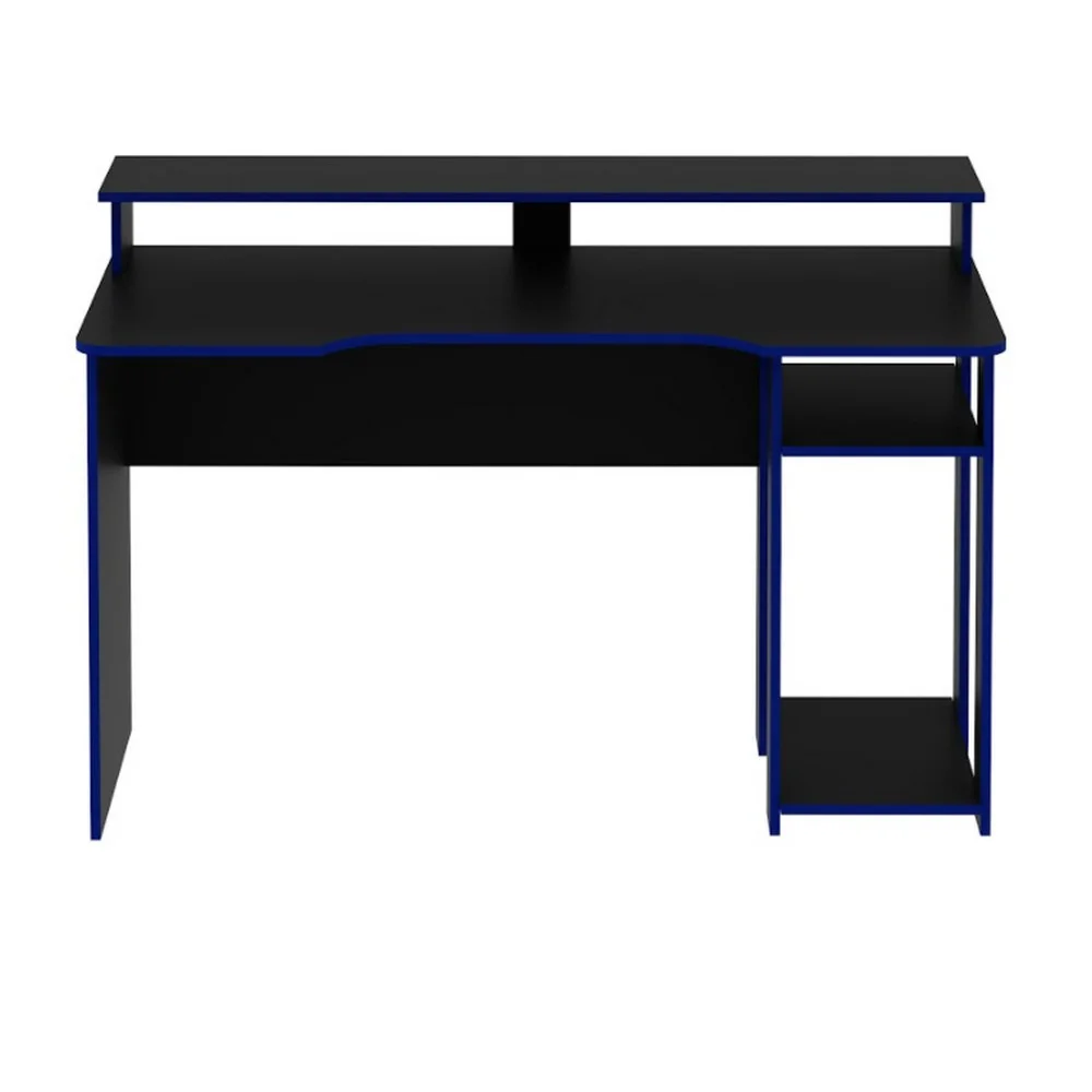 Mesa Gamer para Computador Tecno Mobili Me4153, 2 Prateleiras, Espaço para 2 monitores, Preto e Azul Mesa Gamer para Computador Tecno Mobili Me4153, 2 Prateleiras, Espaço para 2 monitores, Preto e Azul