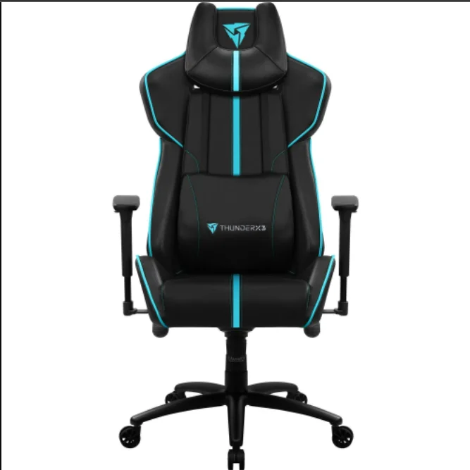 Cadeira Gamer Thunderx3 BC7 Larger, Peso Suportado até 150Kg, Almofadas de pescoço e lombar, Preto E Ciano Cadeira Gamer Thunderx3 BC7 Larger, Peso Suportado até 150Kg, Almofadas de pescoço e lombar, Preto E Ciano
