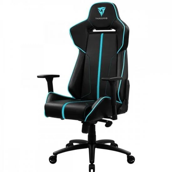 Cadeira Gamer Thunderx3 BC7 Larger, Peso Suportado até 150Kg, Almofadas de pescoço e lombar, Preto E Ciano Cadeira Gamer Thunderx3 BC7 Larger, Peso Suportado até 150Kg, Almofadas de pescoço e lombar, Preto E Ciano
