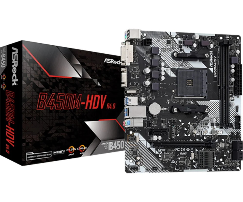 CPU ASRock B450M-HDV + AMD Ryzen 5 5500 Placa Me Amd Am4 B450mhdv KaBuM