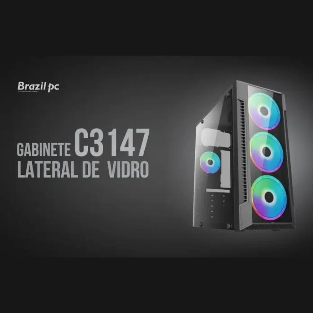 Gabinete Gamer Brazil PC BPC-C3147, Mid Tower, ATX / Micro-ATX, Com Lateral de Vidro, Preto Gabinete Gamer Brazil PC BPC-C3147, Mid Tower, ATX / Micro-ATX, Com Lateral de Vidro, Preto