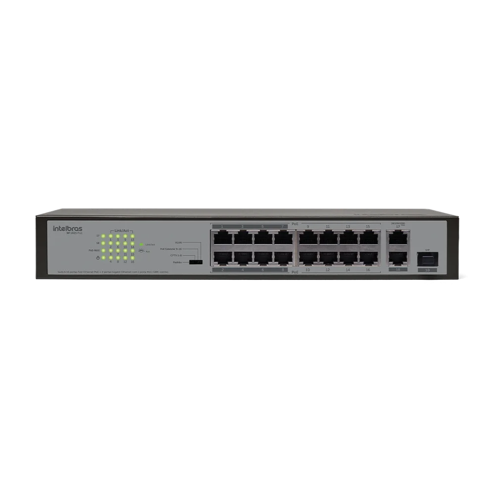 Switch 16 Portas Fast Poe 2 Portas Gigabit 1