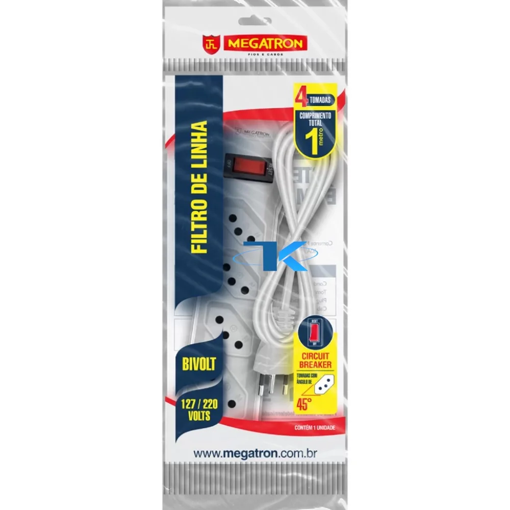 Filtro De Linha, 4 Tomadas, Pp 3x0.75 1m, 249, Branco
