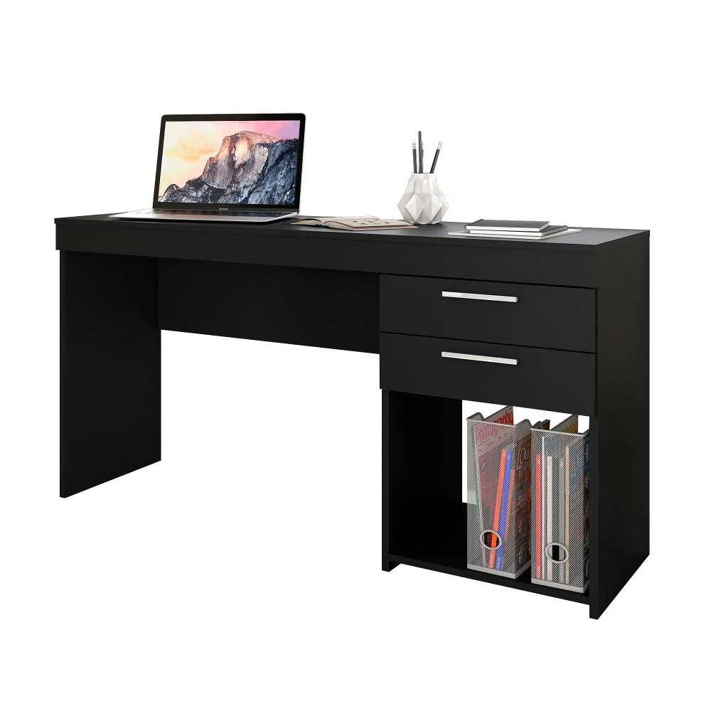 Mesa Para Computador Escrivaninha Home Office Estudos 2 Gavetas 1 Nicho Escritório Quarto Preta Mesa Para Computador Escrivaninha Home Office Estudos 2 Gavetas 1 Nicho Escritório Quarto Preta