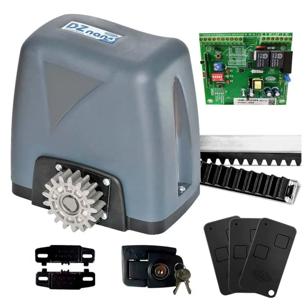 Kit Motor Automatizador De Portão Eletrônico Dz Nano 1/4 220v Rossi Para Portões Até 600kg 2 Metros - 220V