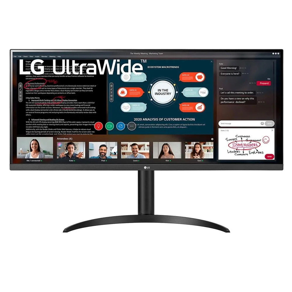 Monitor Gamer LG 34" Full HD, Ultrawide, 75Hz, 5Ms, HDMI, IPS, HDR10, Freesync - 34wp550-b