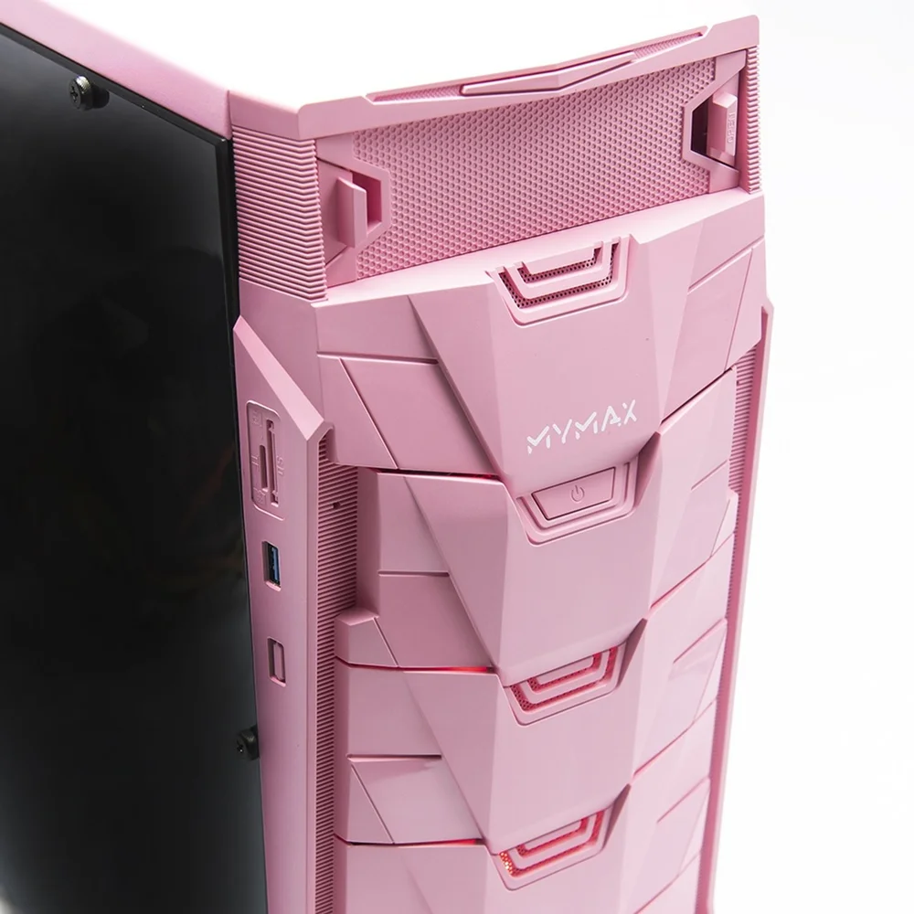Gabinete Gamer Mymax Taurus Mid Tower, Led Vermelho, ATX e Micro-ATX, USB 3.0, Rosa