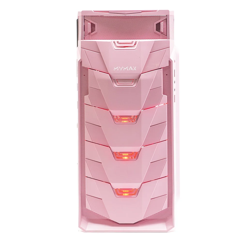Gabinete Gamer Mymax Taurus Mid Tower, Led Vermelho, ATX e Micro-ATX, USB 3.0, Rosa