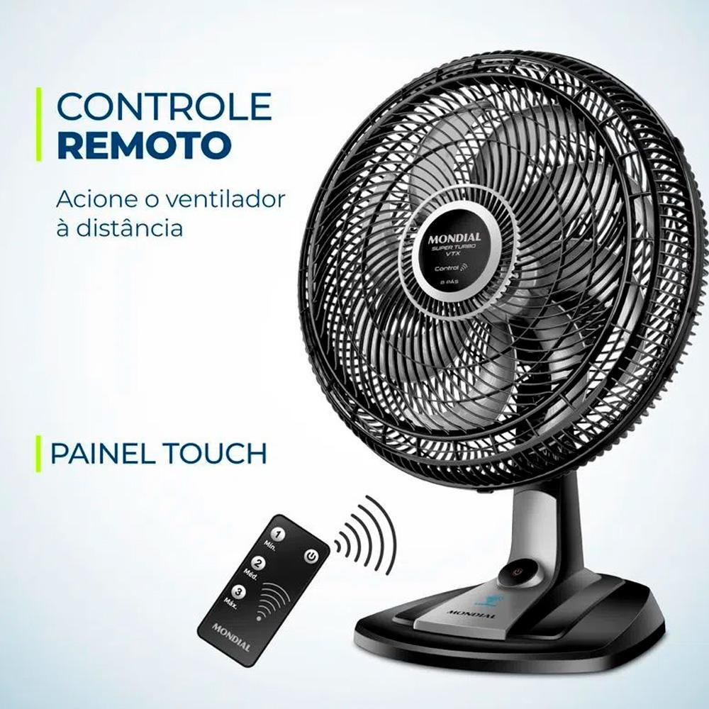 Ventilador De Mesa Mondial Turbo, 8 Pás, 40 Cm, Vtx-40-8p-cr, 127v, Preto/Prata Ventilador De Mesa Mondial Turbo, 8 Pás, 40 Cm, Vtx-40-8p-cr, 127v, Preto/Prata