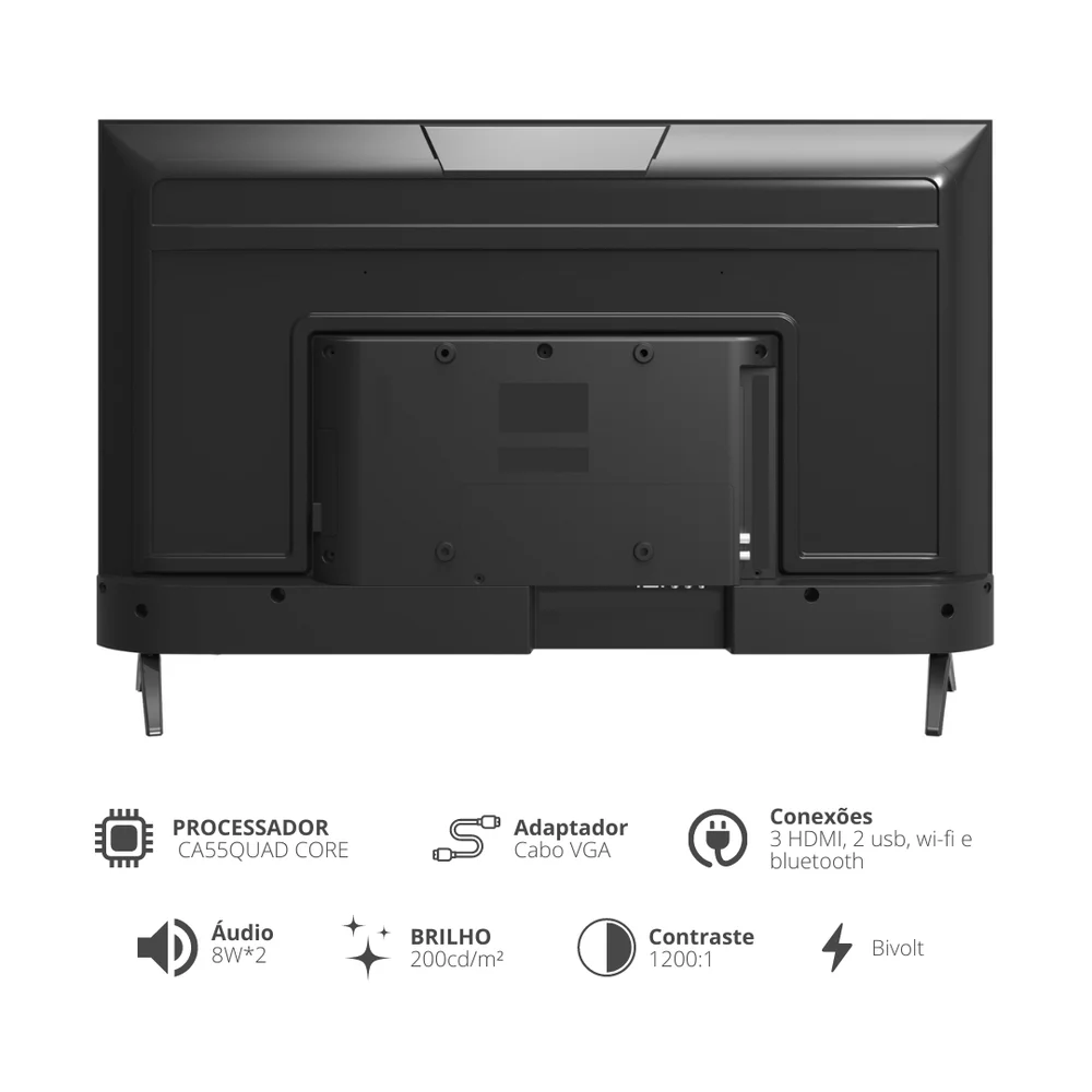 Smart Tv Led Konka 43 Full HD Design Sem Bordas