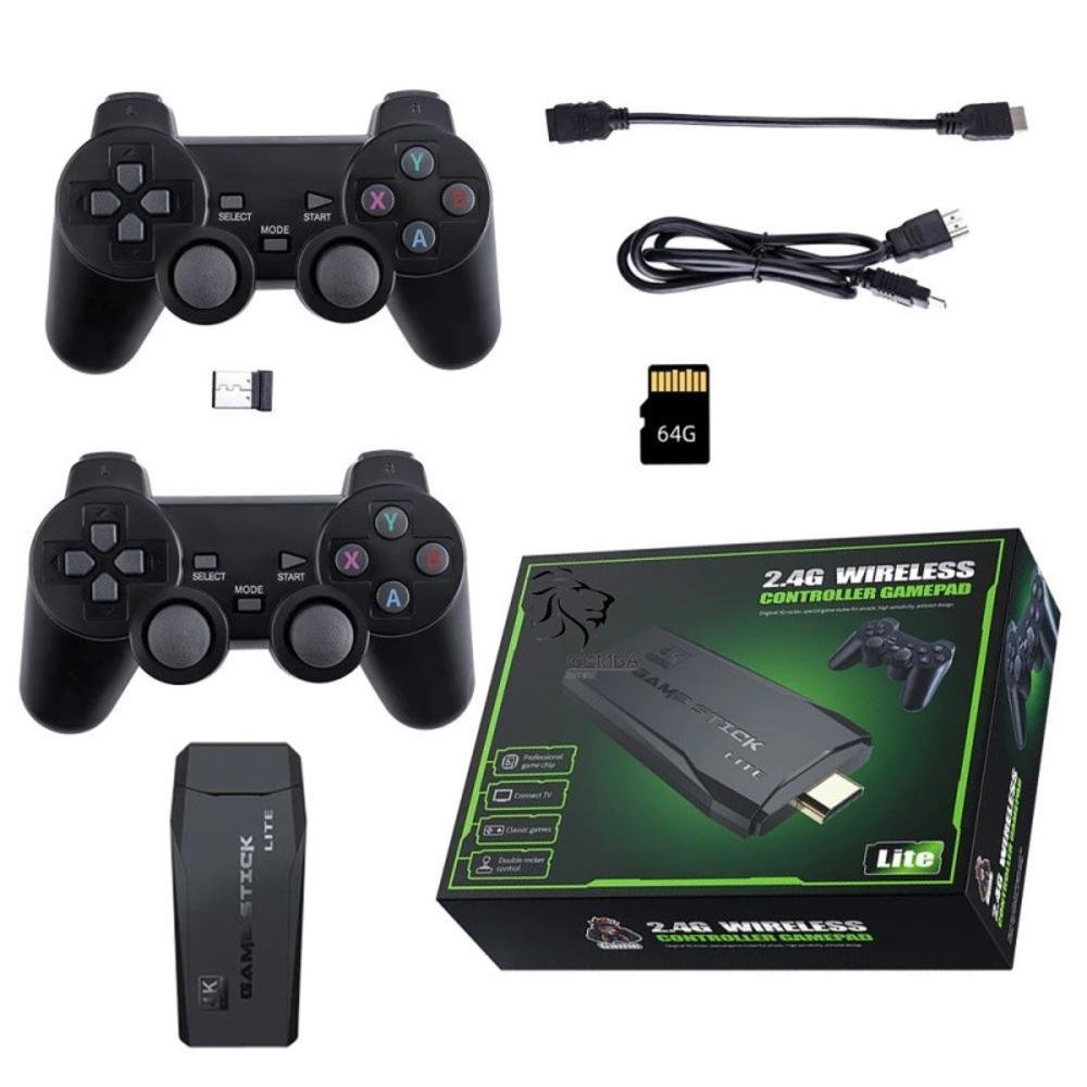 Video Game Stick 4k, 15000 Jogos Retro + 2 Controles, Sem Fio Video Game Stick 4k, 15000 Jogos Retro + 2 Controles, Sem Fio