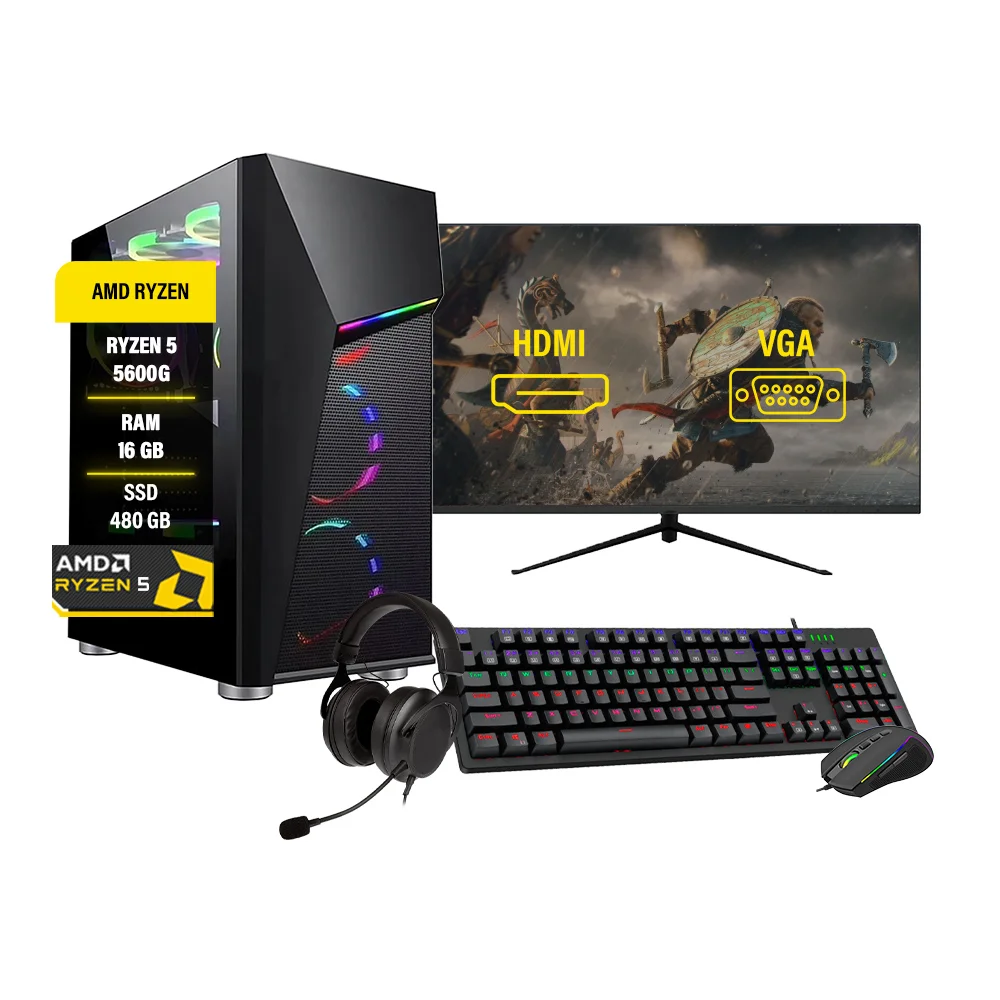 PC Gamer Ryzen 5 5600g 16GB RAM DDR4 SSD 480GB