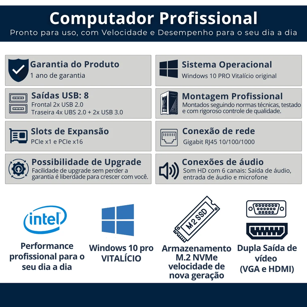 PC Alphapc Intel I5 8GB SSD 256GB M2 NVME KaBuM