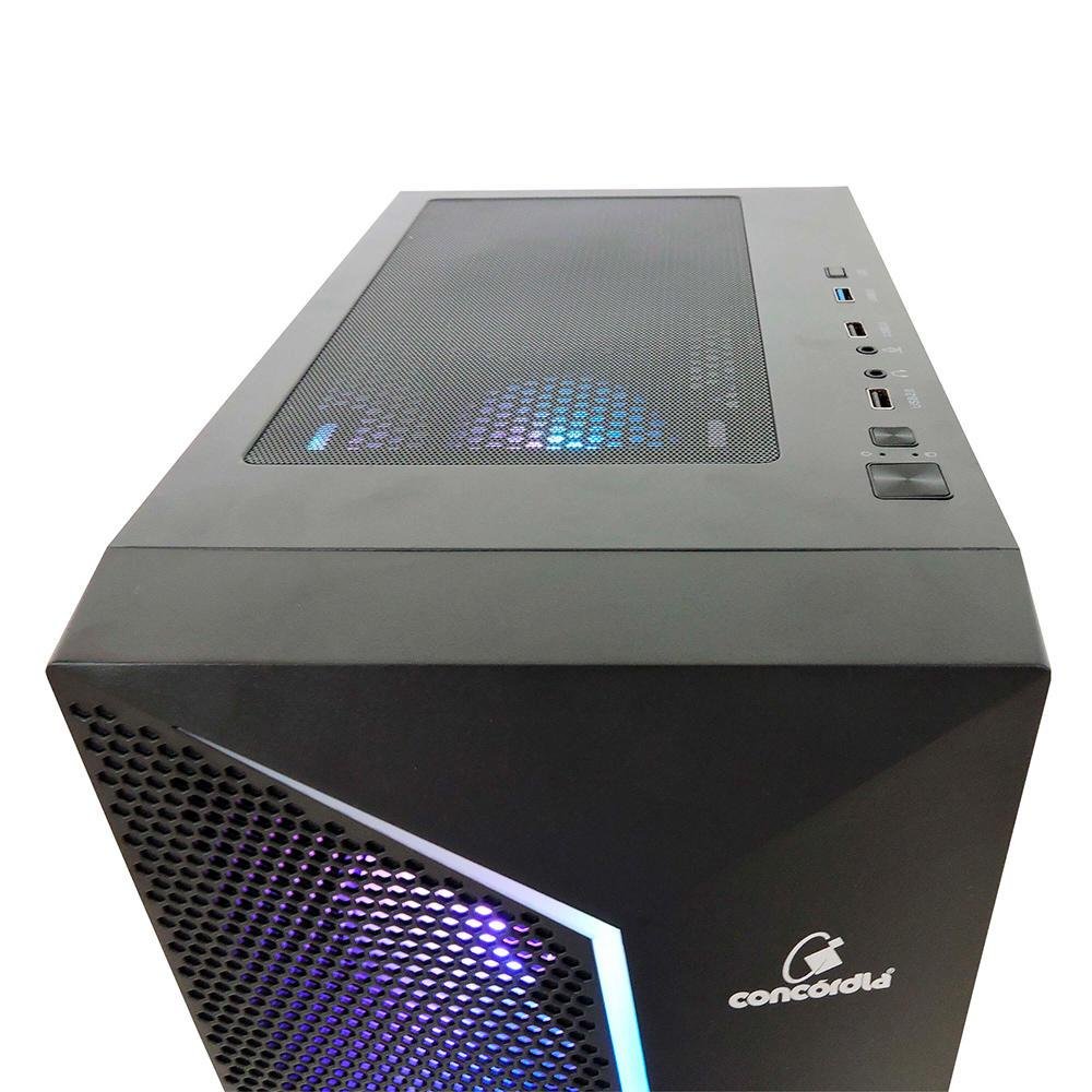 Gabinete Gamer Concórdia Storm X360, Mid Tower, RGB, ATX, Lateral De Vidro, 4 Fans RGB, Fonte 500W 80 Plus, Preto Gabinete Gamer Concórdia Storm X360, Mid Tower, RGB, ATX, Lateral De Vidro, 4 Fans RGB, Fonte 500W 80 Plus, Preto