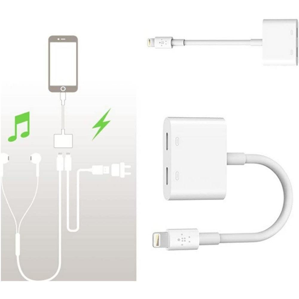 Cabo Adaptador para Iphone, Lightning, Dukie, 2 Em 1, Recarga E Aúdio, Porta Dupla