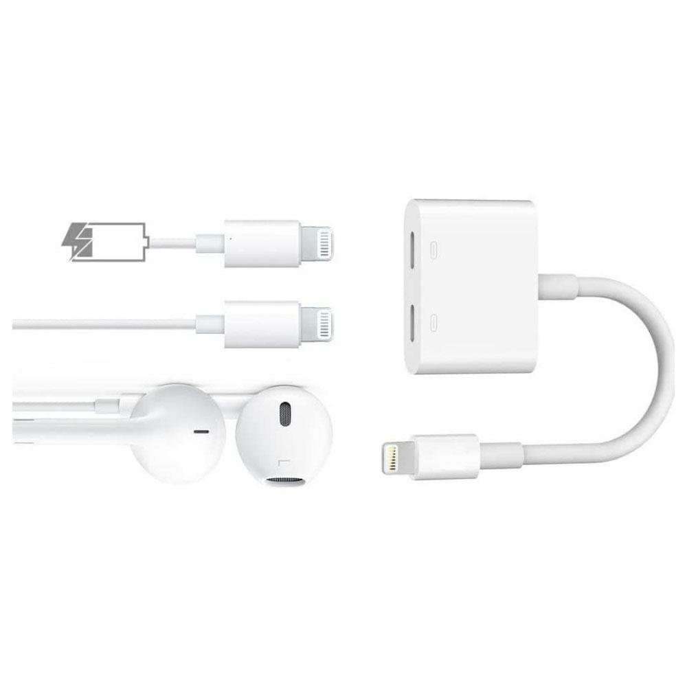 Cabo Adaptador para Iphone, Lightning, Dukie, 2 Em 1, Recarga E Aúdio, Porta Dupla