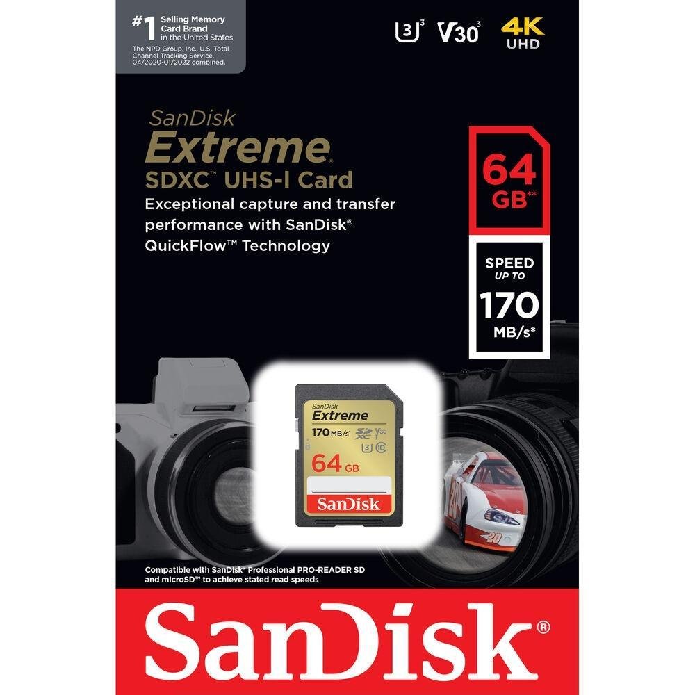 Cartão Sdxc Sandisk Extreme, 64GB - 170MB/s