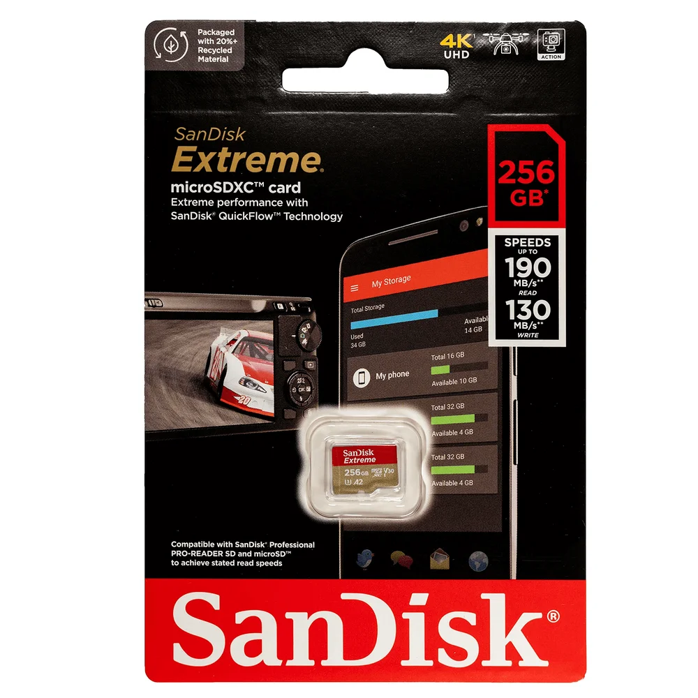 Carto Sandisk Extreme Micro SDXC 256GB KaBuM