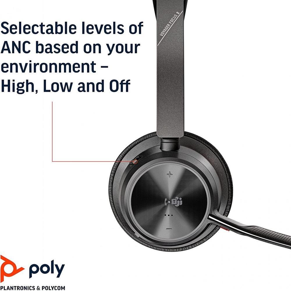 Headset Poly Voyager Focus 2 UC Bluetooth KaBuM
