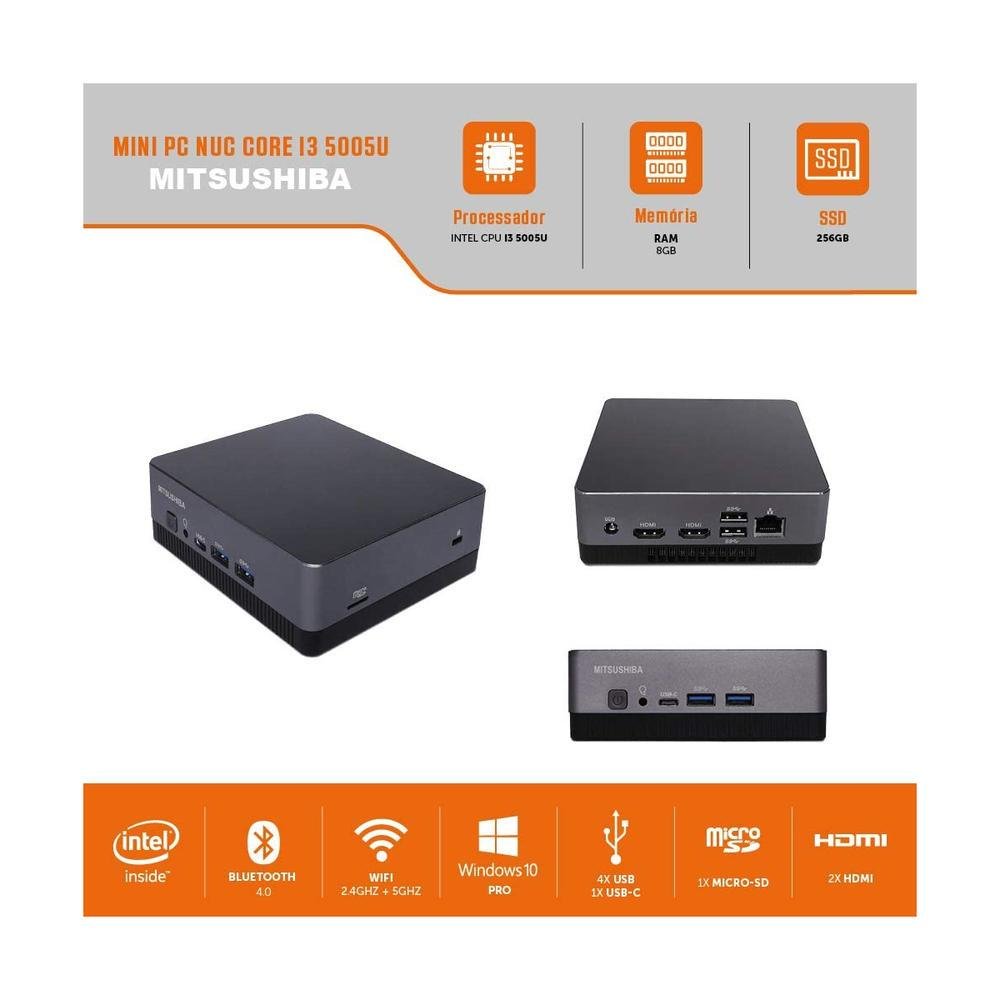 Mini Pc Mitsushiba, Core I3 5005u, 8GB RAM, SSD 128GB, Linux em Campinas - foto 4