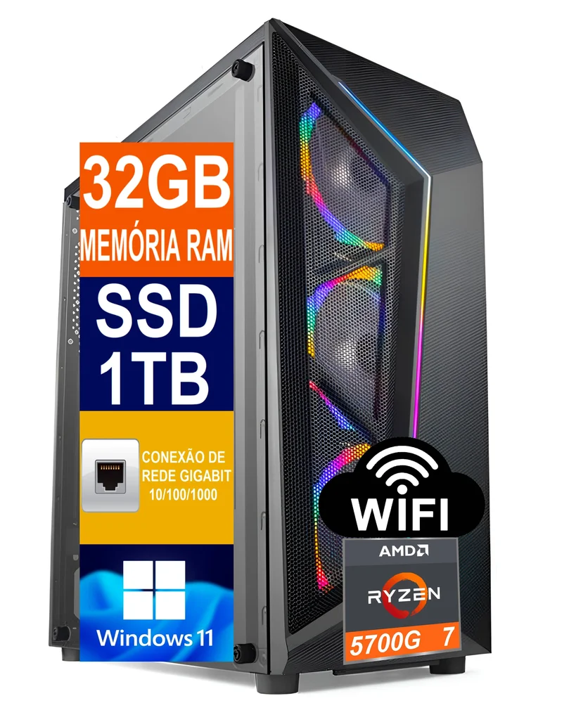 Computador Tech Power AMD Ryzen 7 5700g KaBuM