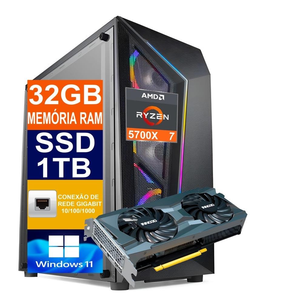 Pc Gamer Tech Power Ryzen 7 5700x SSD 1TB KaBuM