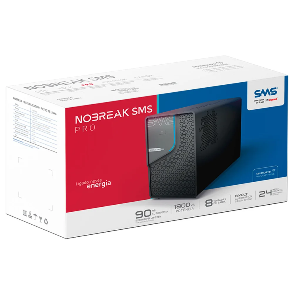 Nobreak Sms Pro 1800va/1260w Interativo Ent Bivolt/ Sai Bivolt - 29403 Nobreak Sms Pro 1800va/1260w Interativo Ent Bivolt/ Sai Bivolt - 29403