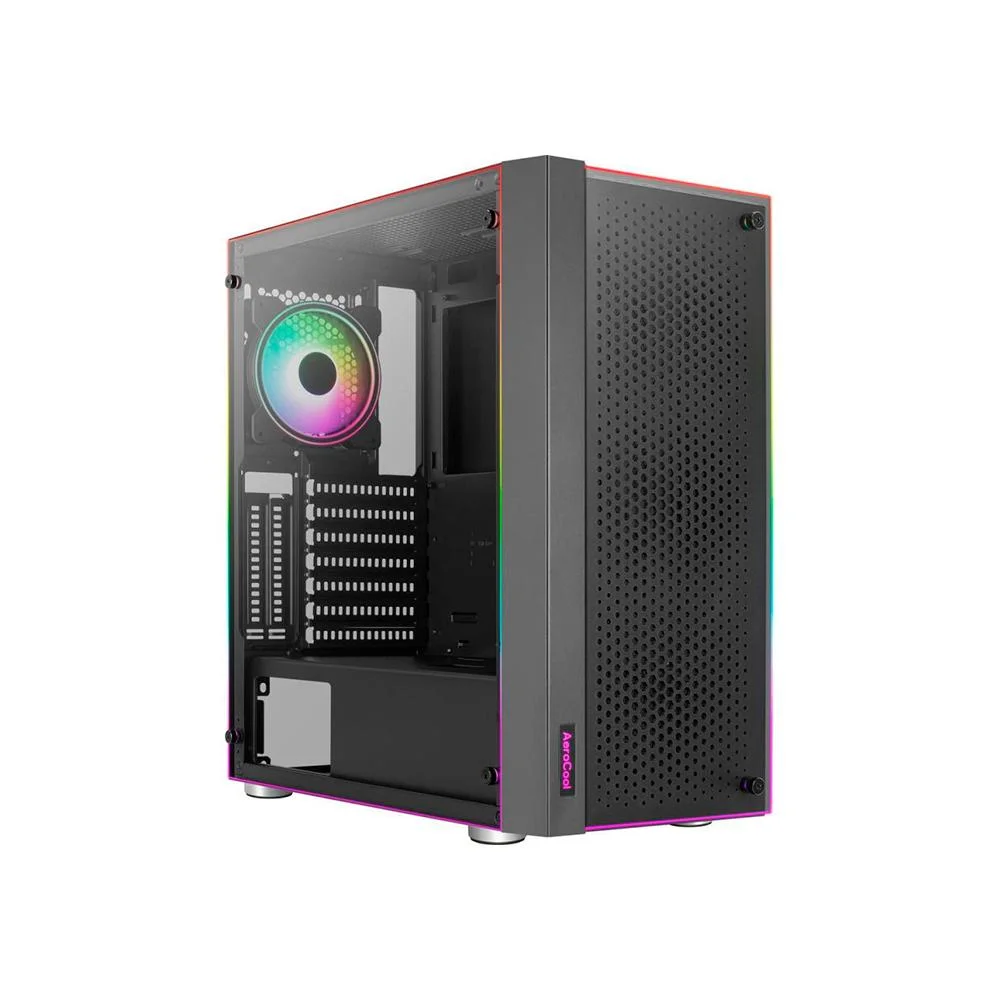Gabinete Gamer Aerocool, Skribble Preto Rgb - Lateral Vidro Gabinete Gamer Aerocool, Skribble Preto Rgb - Lateral Vidro