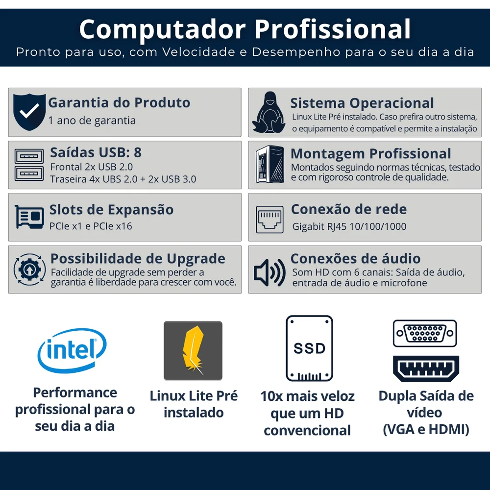 Computador Intel I5 850016 GB DDR4 SSD 240 GB