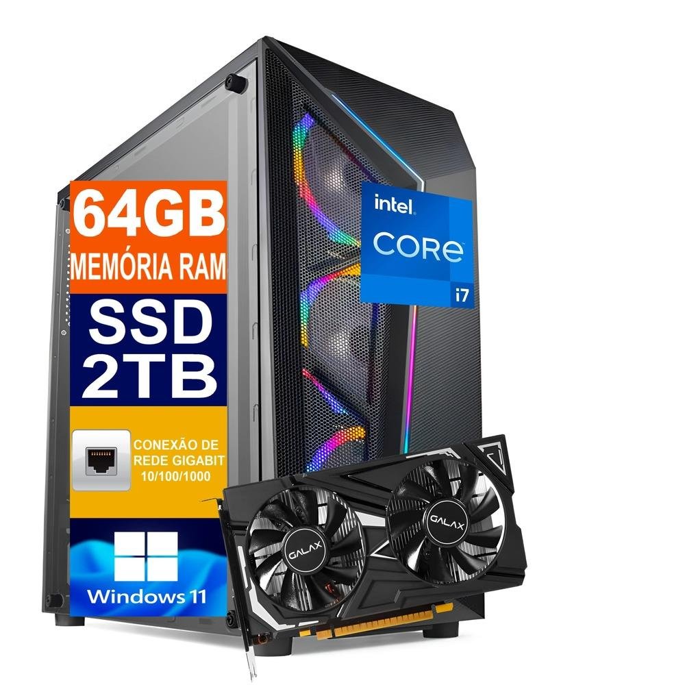 Pc Gamer I712700k 64GB GTX 1650 4GB SSD 2TB KaBuM