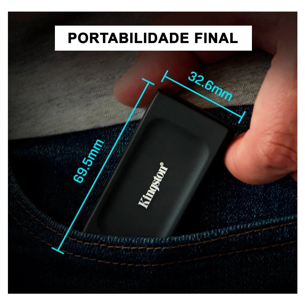 SSD Externo Kingston 1tb Portátil Xs1000, Preto, Prata SSD Externo Kingston 1tb Portátil Xs1000, Preto, Prata