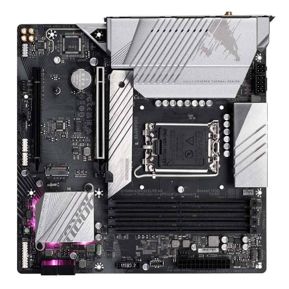 Placa-Mãe Gigabyte B760m Aorus Elite Ax, Intel LGA 1700, Matx, DDR5, Chipset B760 Placa-Mãe Gigabyte B760m Aorus Elite Ax, Intel LGA 1700, Matx, DDR5, Chipset B760