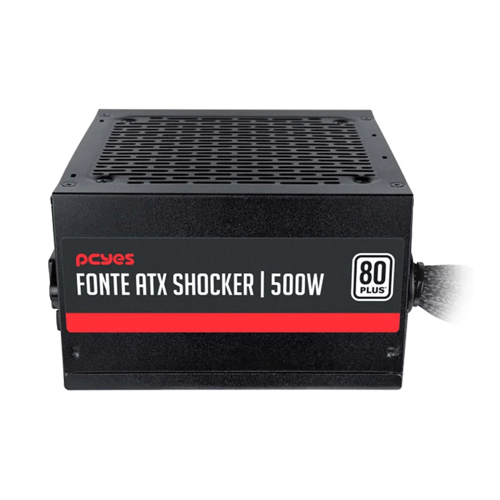 Fonte De Alimentação Pcyes Schocker 500w, 80 Plus, White, Pfc Ativo, Com Cabo Fonte De Alimentação Pcyes Schocker 500w, 80 Plus, White, Pfc Ativo, Com Cabo