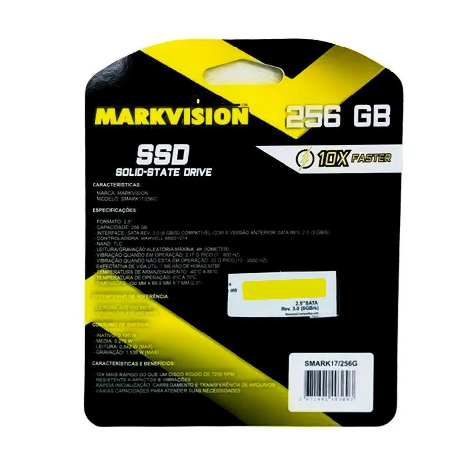 SSD Markvision 256GB, Smark Sata Iii 2,5 - Smark17/256g SSD Markvision 256GB, Smark Sata Iii 2,5 - Smark17/256g