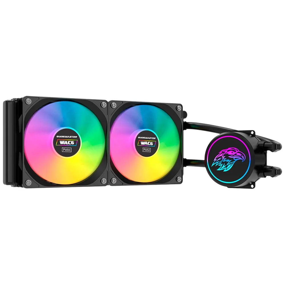 Water Cooler K-mex Wac6, 240mm, 2 Coolers, Preto Intel, AMD, Led Multicolor