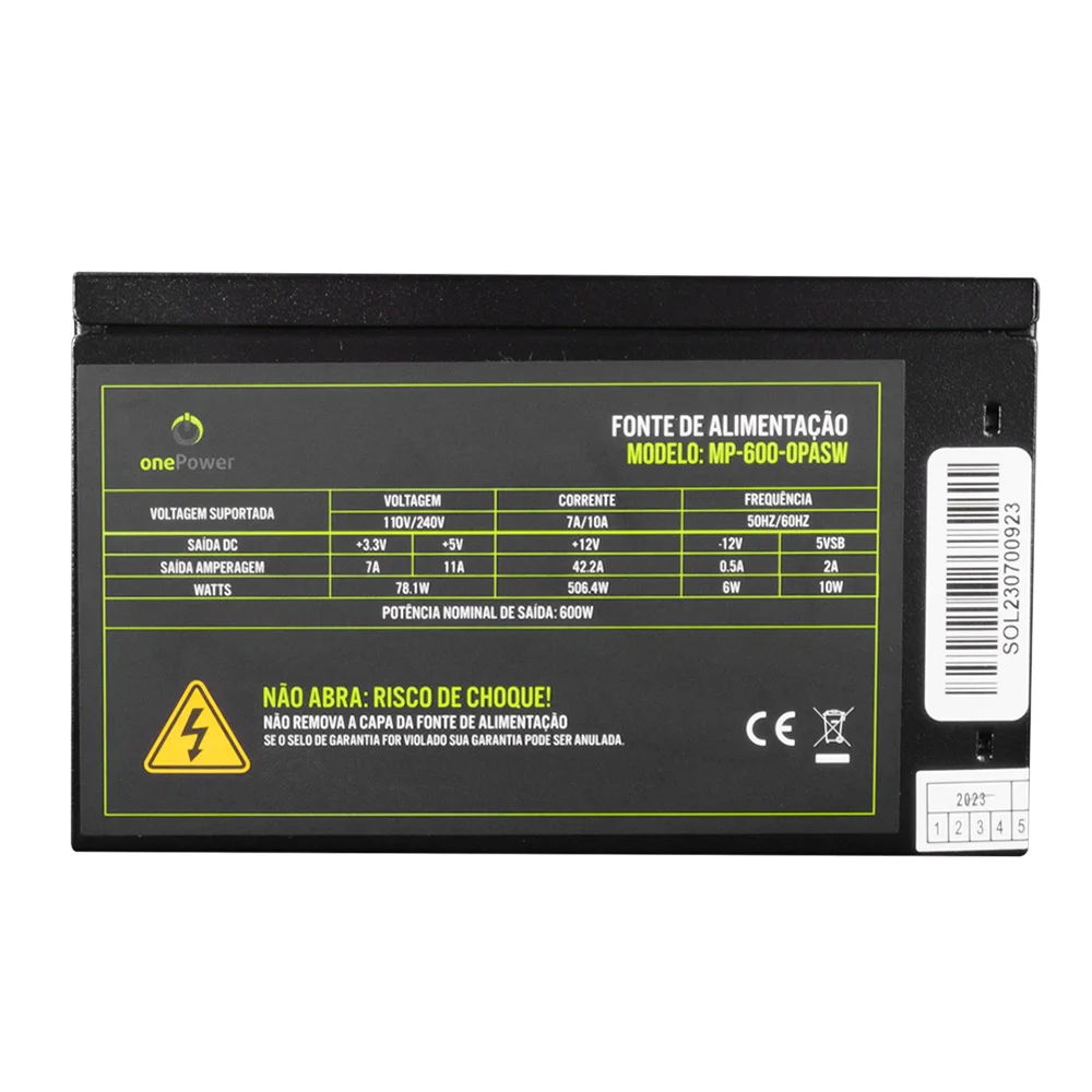 Fonte Onepower, ATX, 600w, Autoswitch - Mp-600-opasw Fonte Onepower, ATX, 600w, Autoswitch - Mp-600-opasw