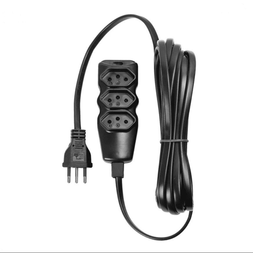 Extenso Elétrica 3 Tomadas Pp Plano 3x075 KaBuM