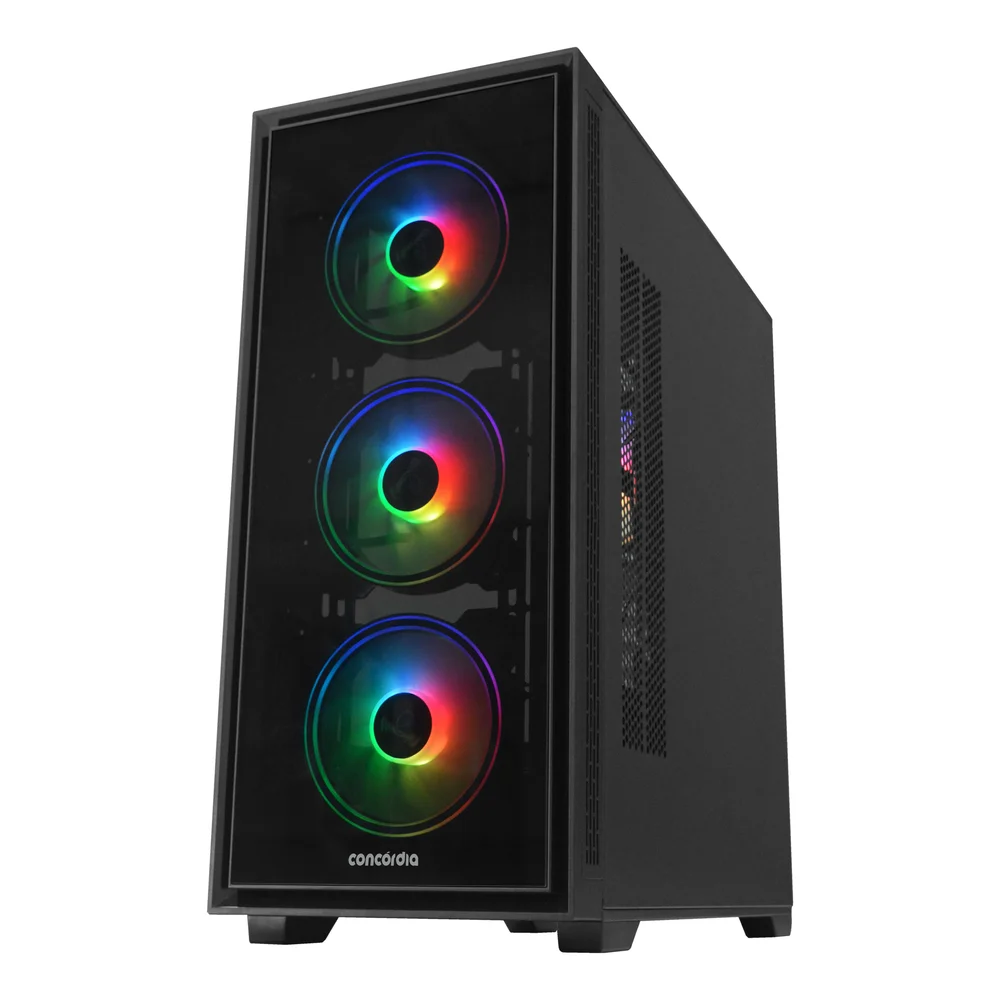 Gabinete Gamer Concórdia Monster, Mid Tower, ARGB, 4 Fans, Fonte 500w, 80 Plus, Bronze Gabinete Gamer Concórdia Monster, Mid Tower, ARGB, 4 Fans, Fonte 500w, 80 Plus, Bronze