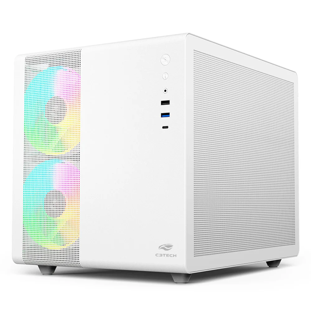 Gabinete Gamer C3tech Aquarius Mt-g710, Lateral Em Vidro, USB 3.0, Branco - Mt-g710wh