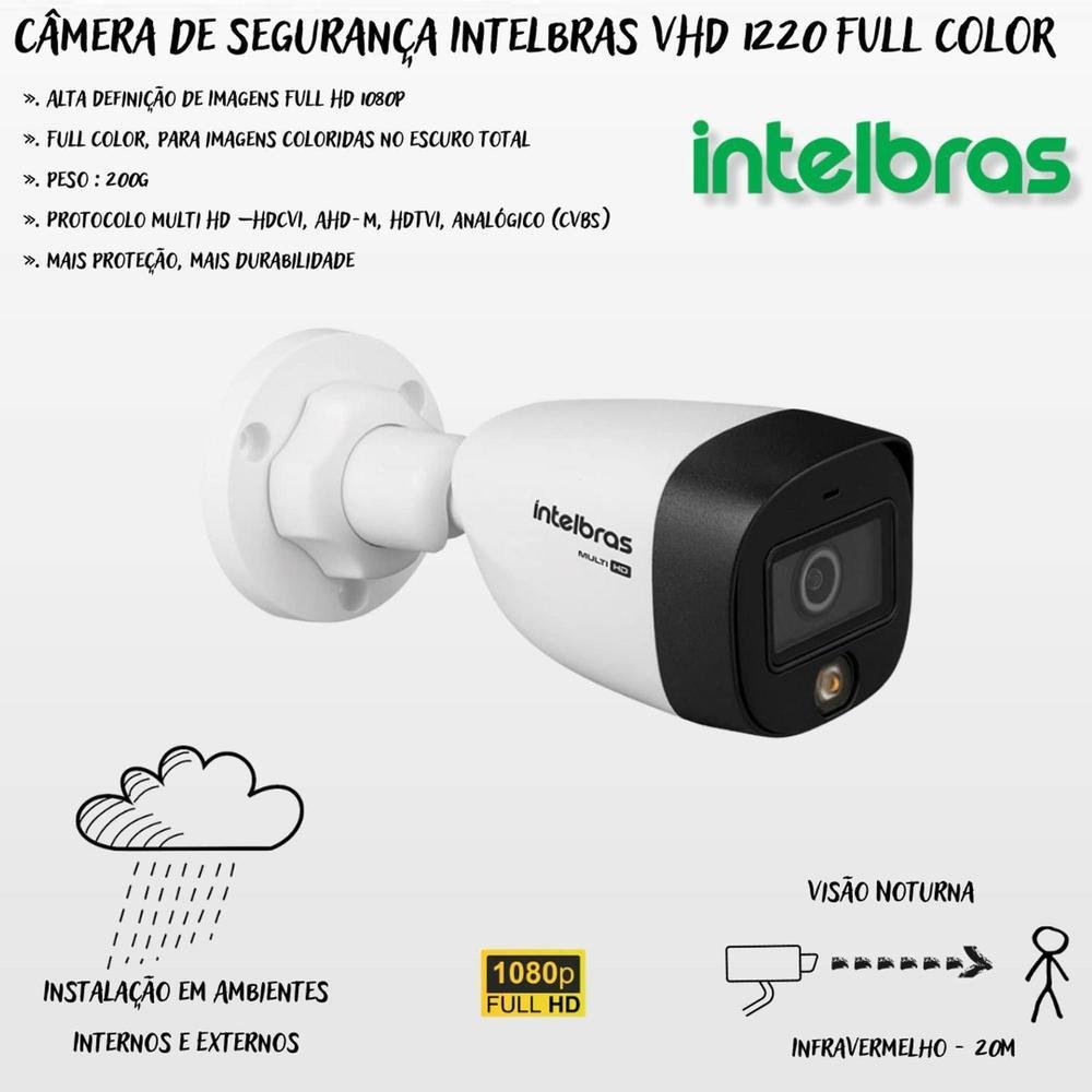 Kit 8 Câmeras Intelbras Cftv 1080p, Full Color, Colorida Noite 1tb