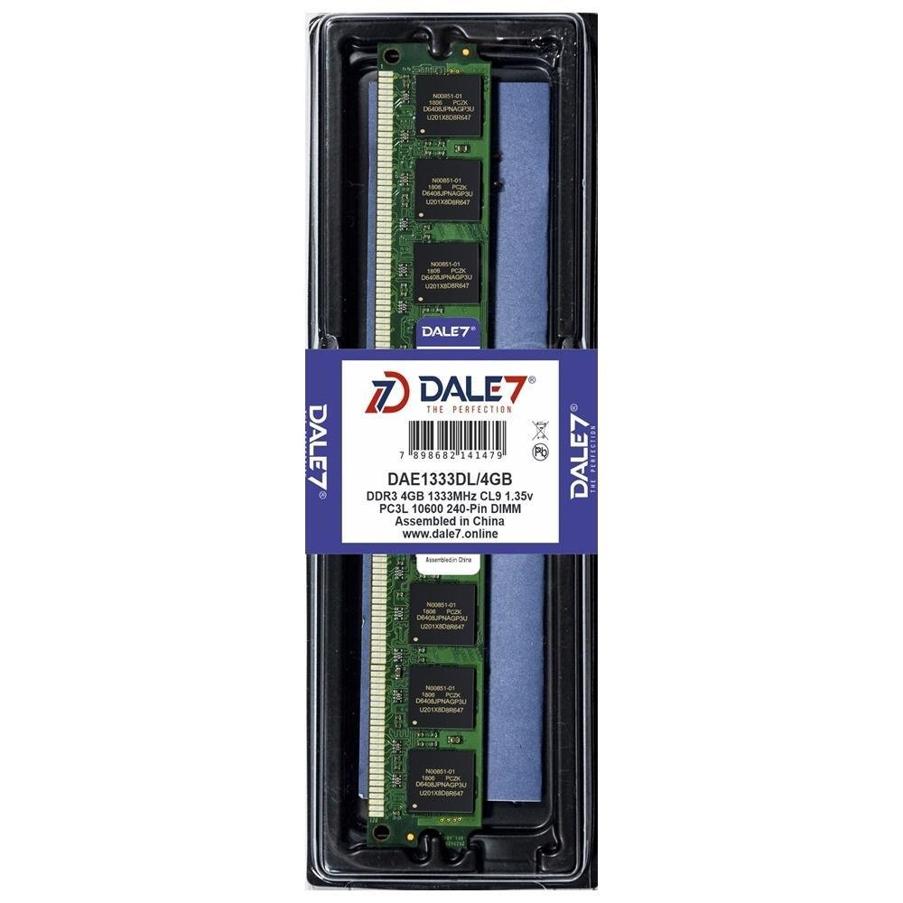 Memória Dale7, 4GB, 1333Mhz, DDR3L, Desktop 1.35v Memória Dale7, 4GB, 1333Mhz, DDR3L, Desktop 1.35v