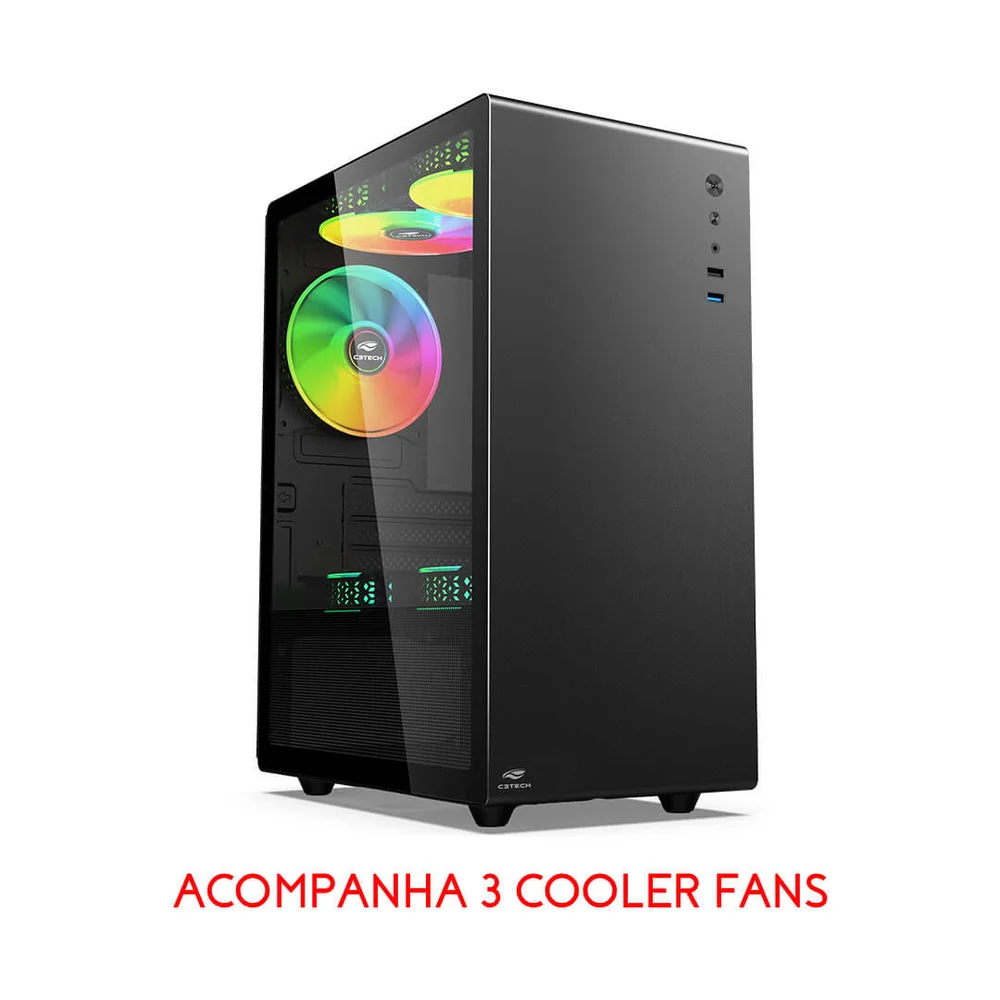 Gabinete C3tech Mt-g200bk, Com 3 Fans Gabinete C3tech Mt-g200bk, Com 3 Fans