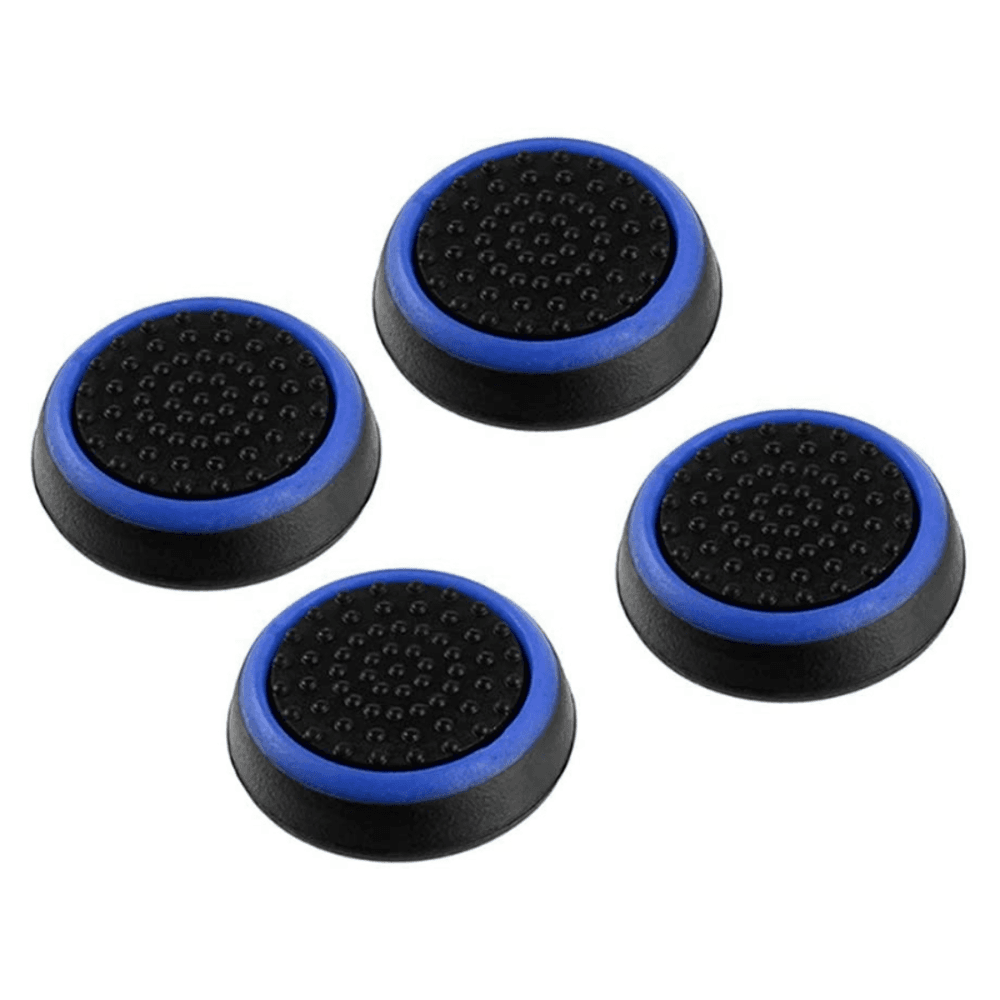 Grip 4 Capinhas Radalishop, Para Controle Analógico Xbox 360, Playstation, Silicone. Preto, Borrachinha Azul