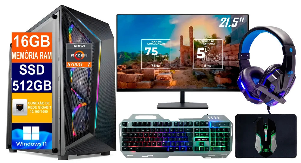 Computador AMD Ryzen 7 5700g KaBuM