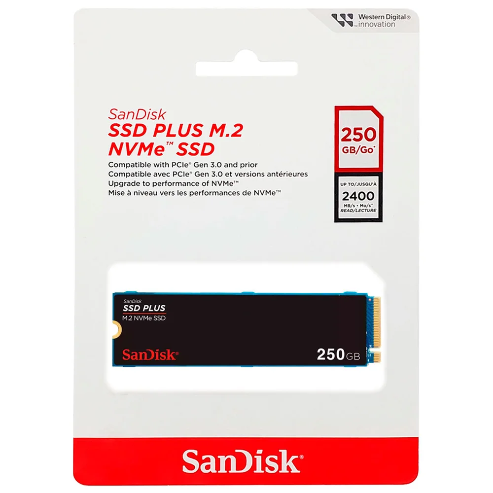 SSD Sandisk Plus 250GB, M.2 2280 NVMe Pcie Gen3 - Sdssda3n-250g-G26 - view 3